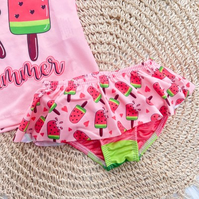 Linha Praia - Blusa com Proteção UV50+, Bucket e Calcinha - Hello Summer - Rosa